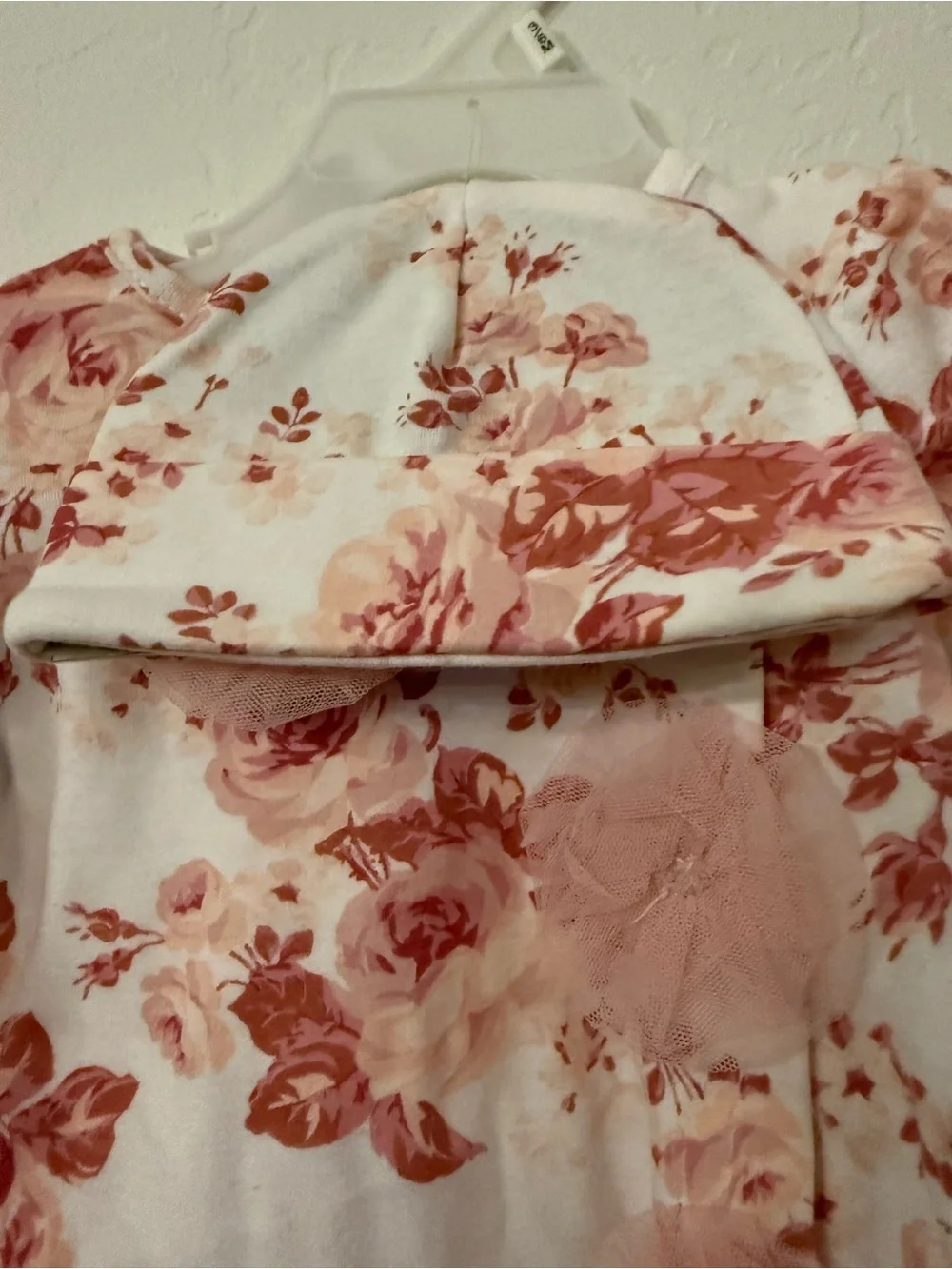 Laura Ashley Pink Floral Footed One-Piece with Hat